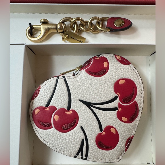 Coach Cherry Print Heart Coin Purse - Picture 8 of 9